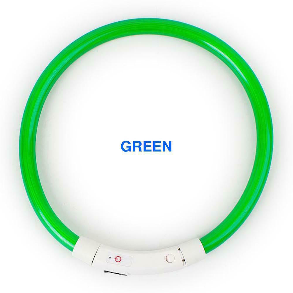 RECHARGEABLE LED PET GLOW COLLAR Night Safety Adjustable Flash Light-Up for Dog