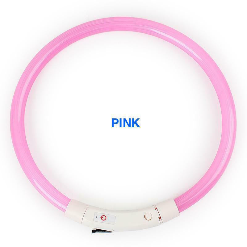 RECHARGEABLE LED PET GLOW COLLAR Night Safety Adjustable Flash Light-Up for Dog
