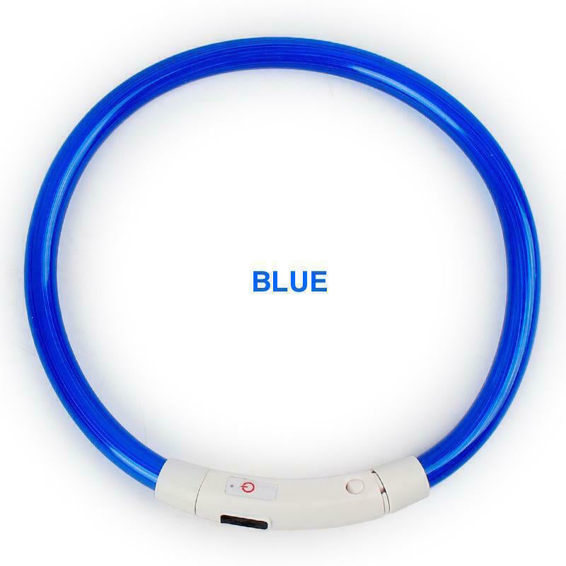 RECHARGEABLE LED PET GLOW COLLAR Night Safety Adjustable Flash Light-Up for Dog