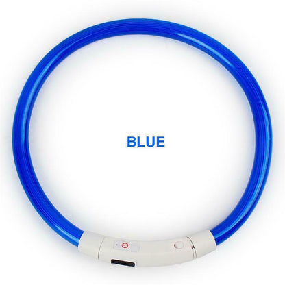 RECHARGEABLE LED PET GLOW COLLAR Night Safety Adjustable Flash Light-Up for Dog