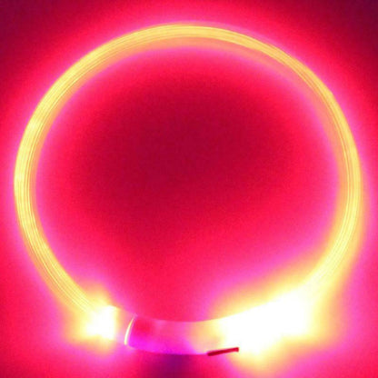 RECHARGEABLE LED PET GLOW COLLAR Night Safety Adjustable Flash Light-Up for Dog